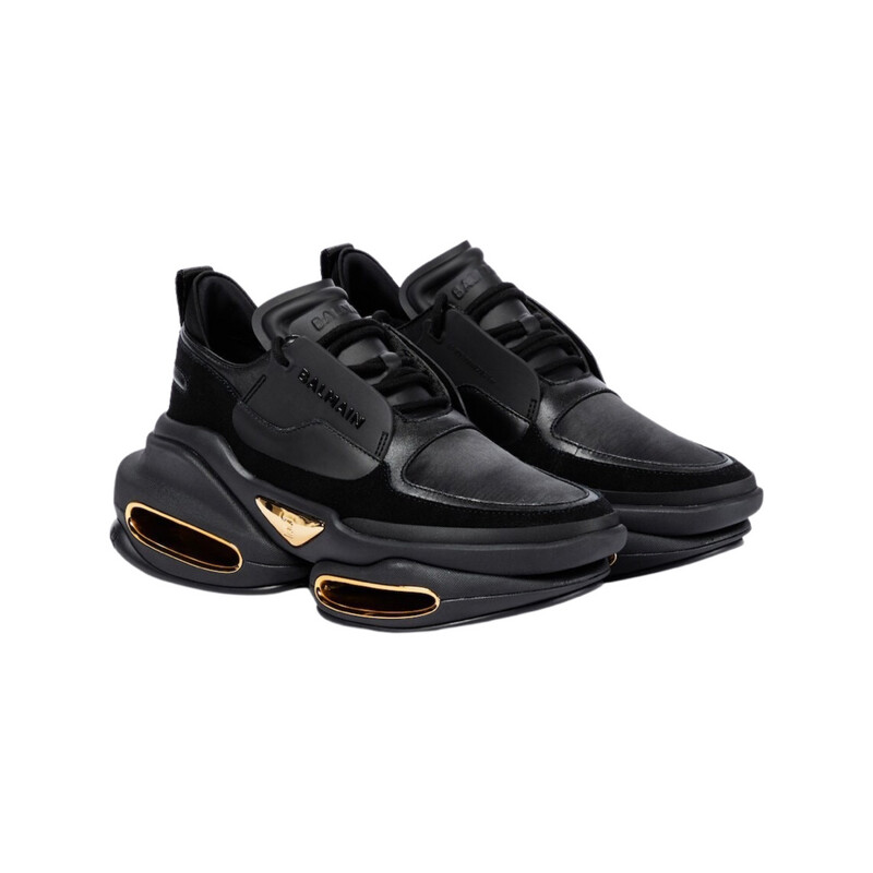 BALMAIN B-bold Suede Sneakers In Black BALMAIN B-bold Suede Sneakers In Black