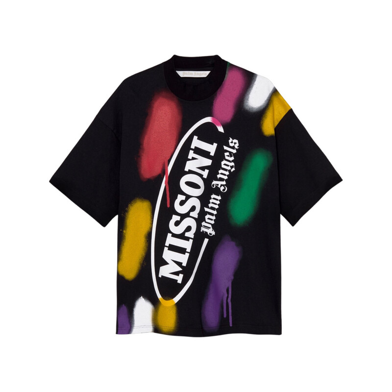 PALM ANGELS X MISSONI SPORT LOOSE TEE BLACK PALM ANGELS X MISSONI SPORT LOOSE TEE BLACK