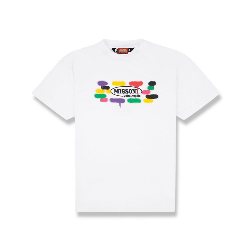 PALM ANGELS X MISSONI SPORT LOGO WHITE T SHIRT PALM ANGELS X MISSONI SPORT LOGO WHITE T SHIRT