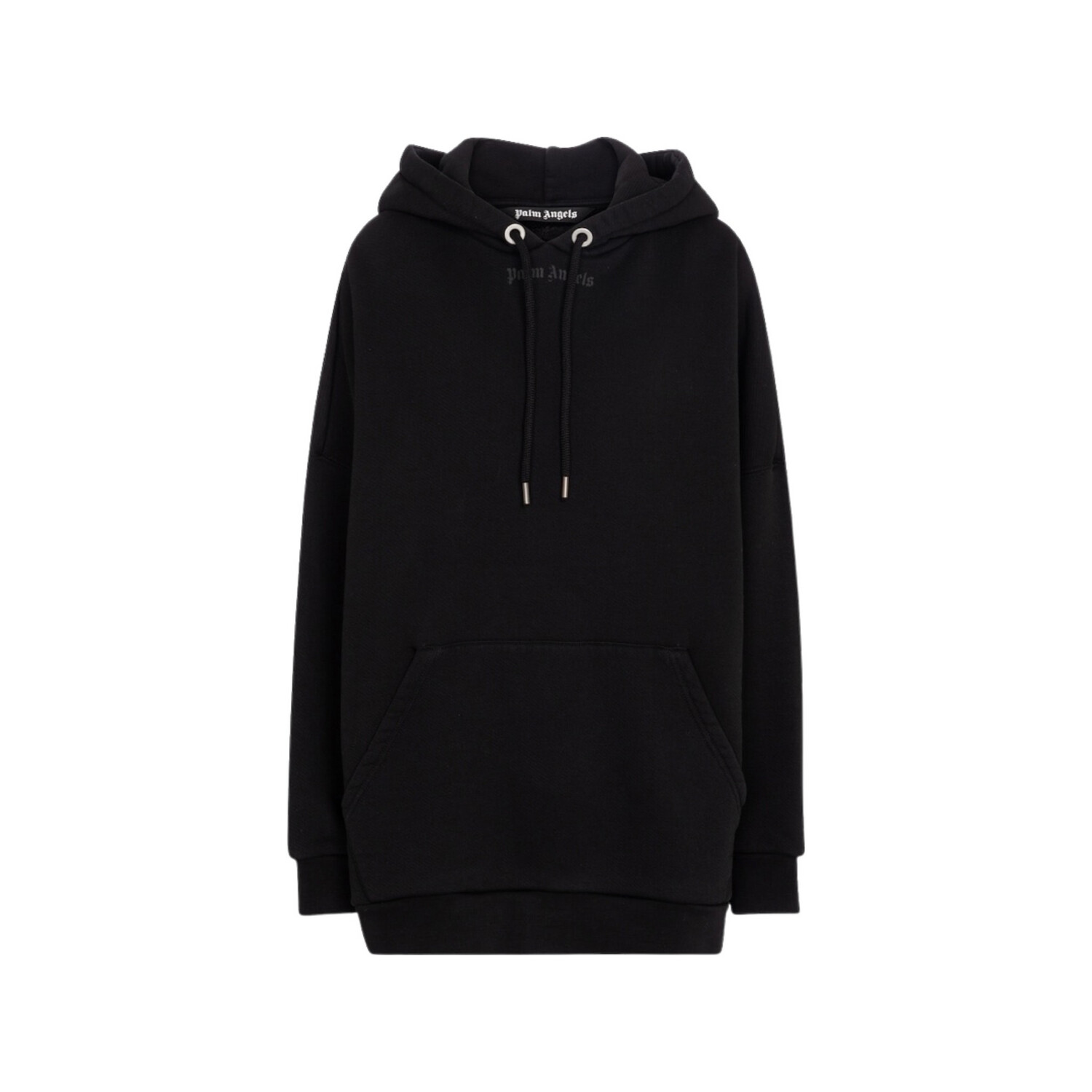 PALM ANGELS LOGO COTTON JERSEY HOODIE IN BLACK