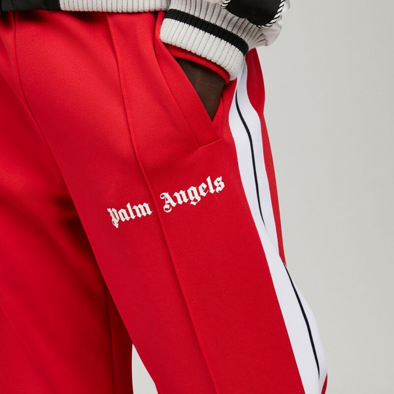 PALM ANGELS TAPED TRACK PANT RED &amp; WHITE