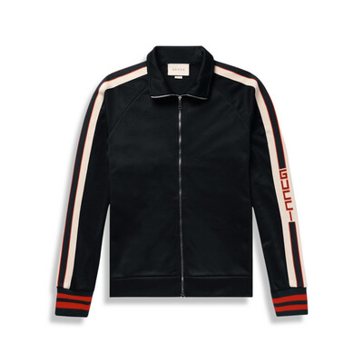 Gucci - Webbing-Trimmed Tech-Jersey Track Jacket - Black