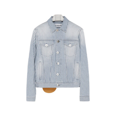 Lanvin White and Blue Striped Denim Jacket
