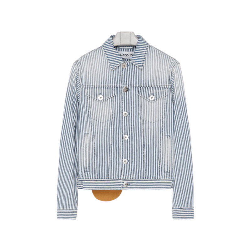 Lanvin White and Blue Striped Denim Jacket