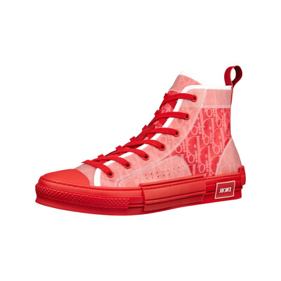 DIOR B23 RED Reflective Oblique High-Top Sneakers
