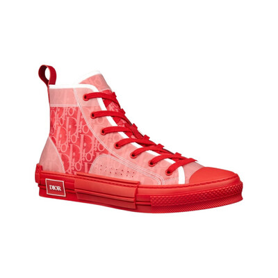 DIOR B23 RED Reflective Oblique High-Top Sneakers