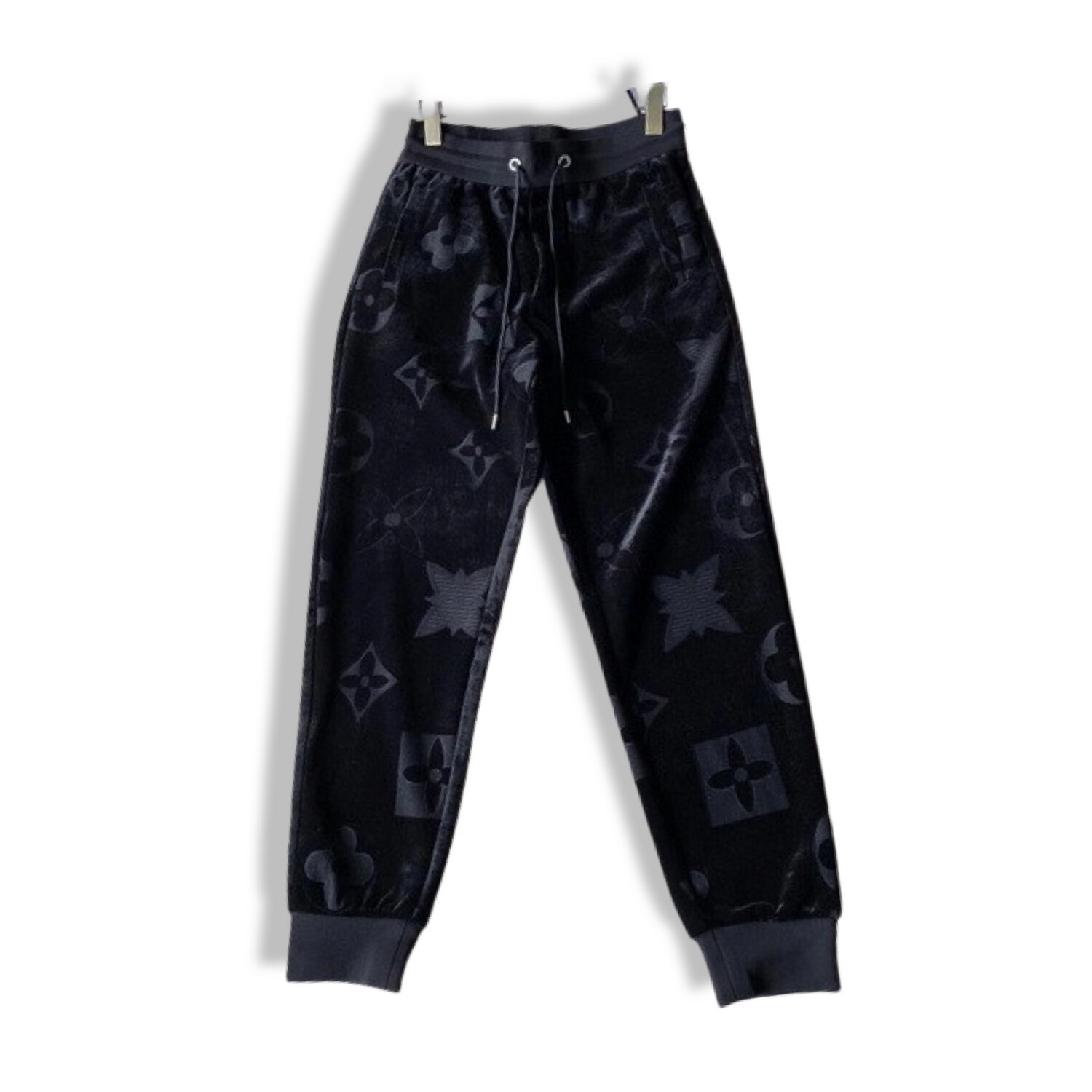Louis Vuitton Monogram Velvet Track pants Set In Black