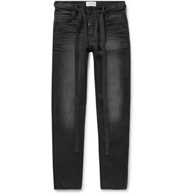 FOG Slim Fit Belted Cotton Canvas Jeans Black
