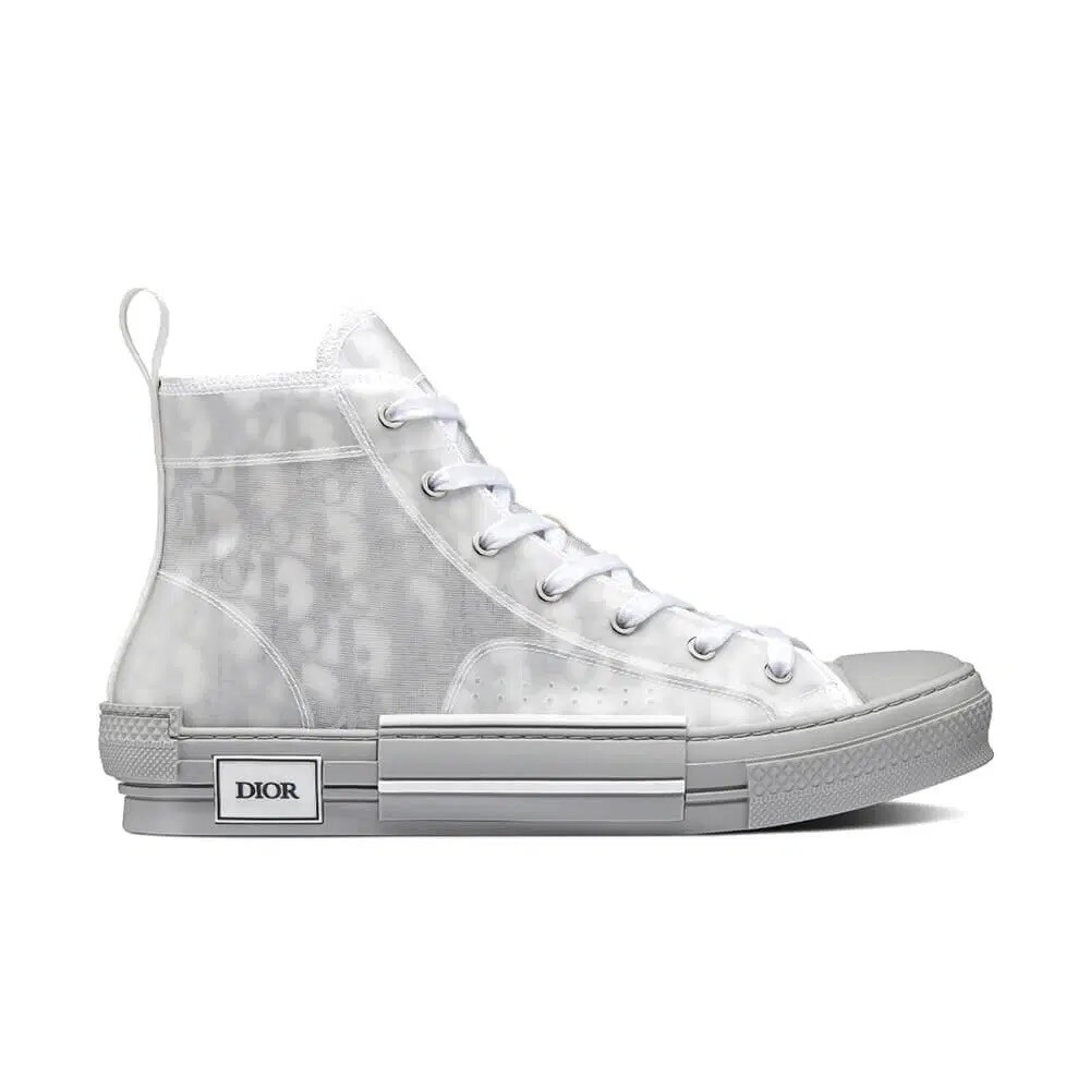 DIOR B23 HIGH-TOP SNEAKER Reflective Gray Dior Oblique Canvas