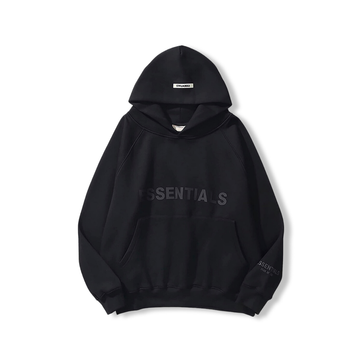 FEAR OF GOD ESSENTIALS 3D SILICON HOODIE BLACK