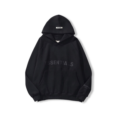 FEAR OF GOD ESSENTIALS 3D SILICON HOODIE BLACK