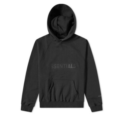 FEAR OF GOD ESSENTIALS 3D SILICON HOODIE BLACK