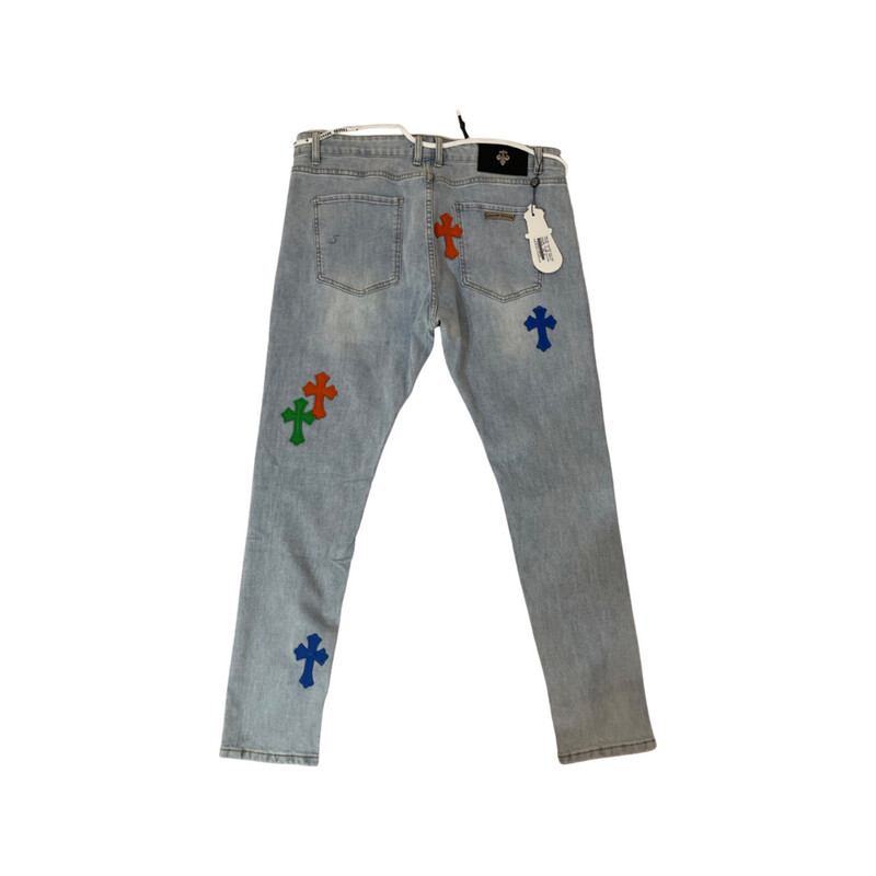 Chrome Hearts Multicolored Cross Denim Jeans