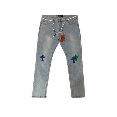 Chrome Hearts Multicolored Cross Denim Jeans