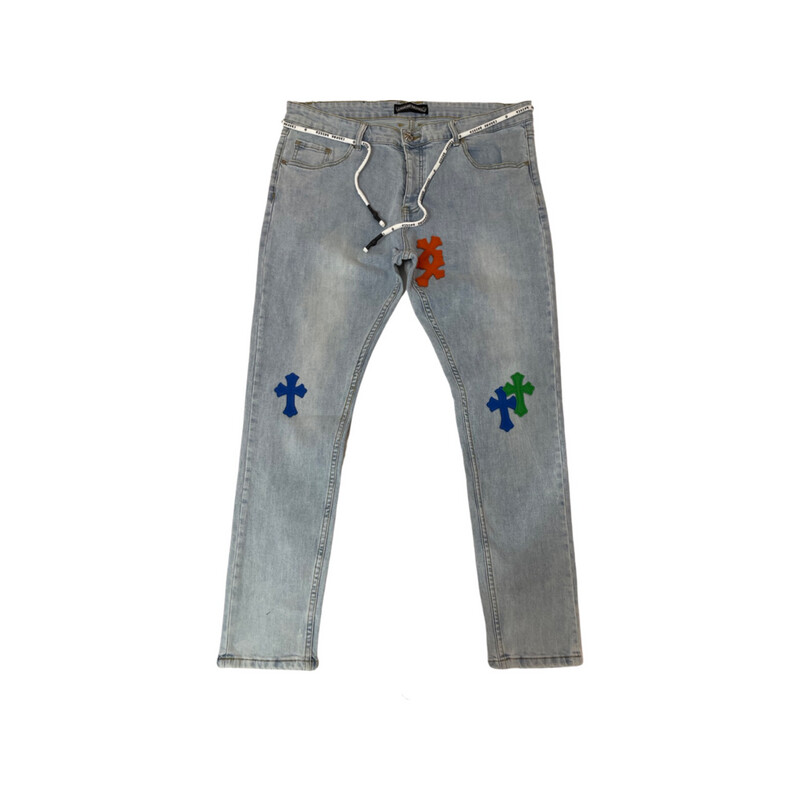 Chrome Hearts Multicolored Cross Denim Jeans Chrome Hearts Multicolored Cross Denim Jeans