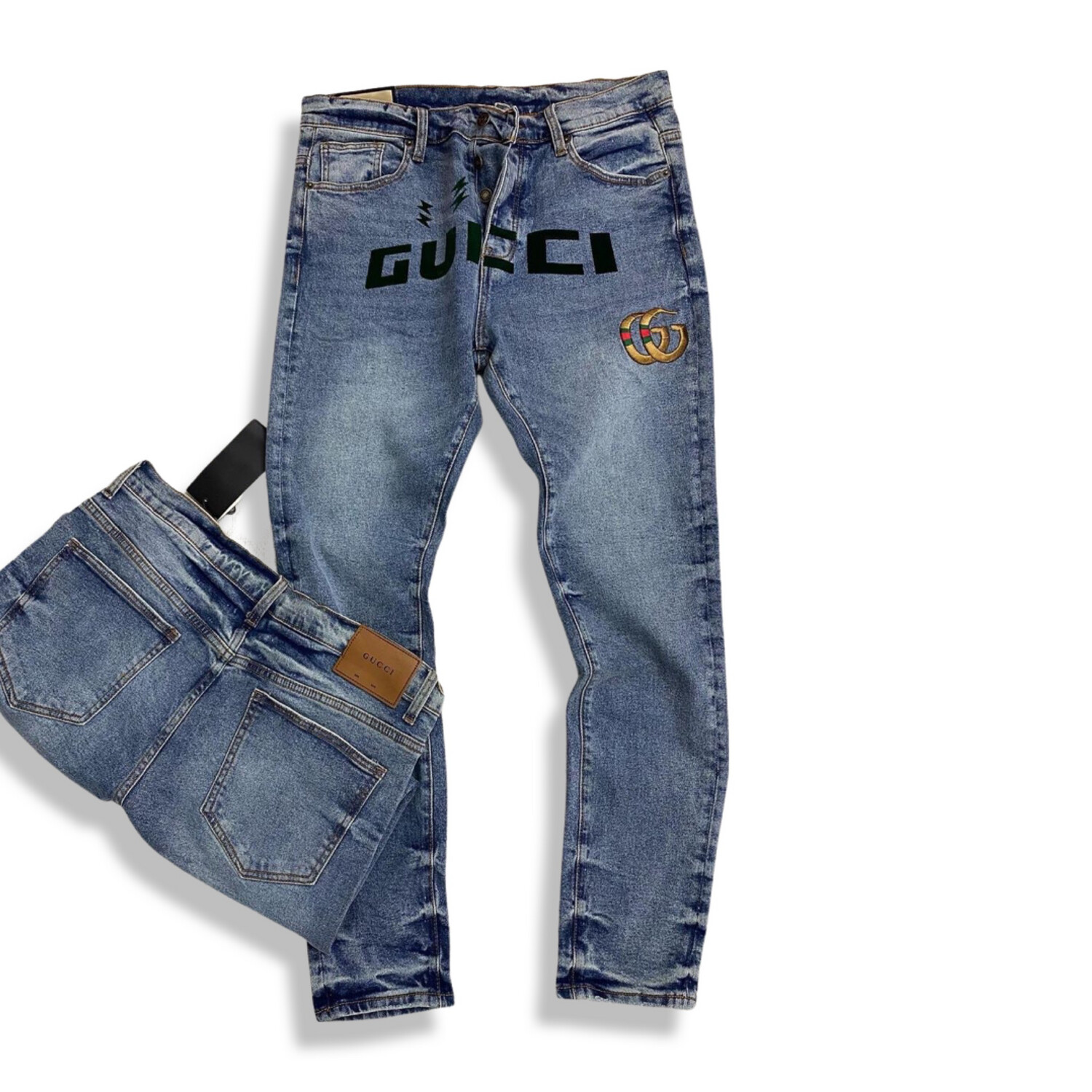 Gucci  Logo In Front Denim Jeans Blue