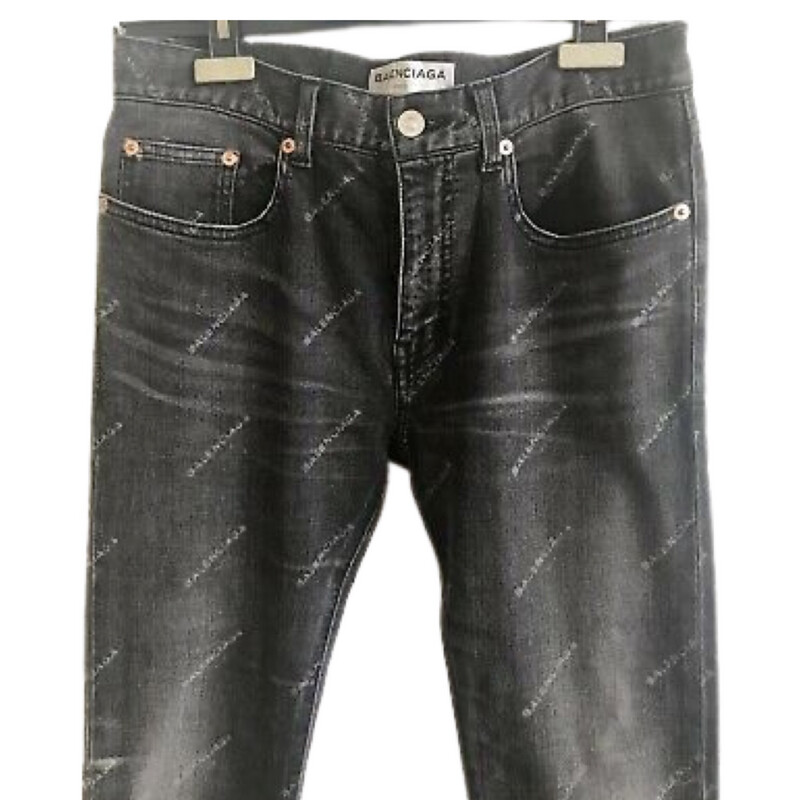 BALENCIAGA
Logo Printed Denim Jeans Slim Fit Black