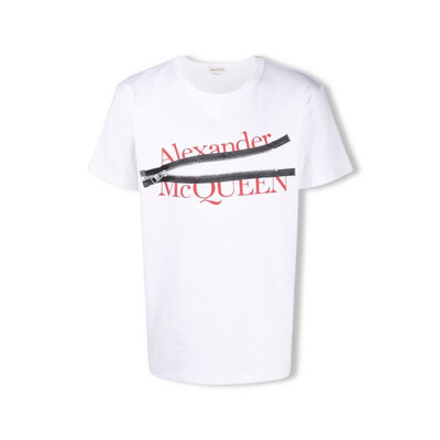 ALEXANDER MCQUEEN
White &amp; Red Zip Print T-Shirt