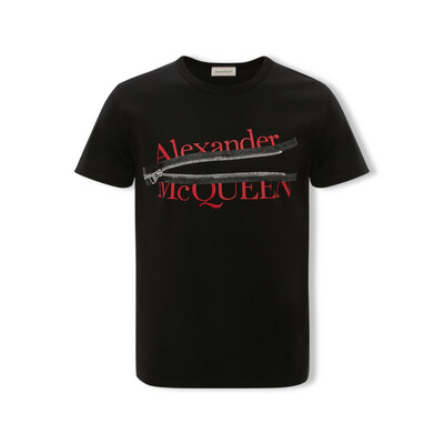 ALEXANDER MCQUEEN
Black &amp; Red Zip Print T-Shirt