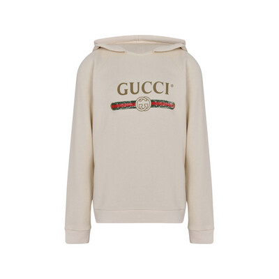Gucci Hooded Cotton With Gucci Logo White