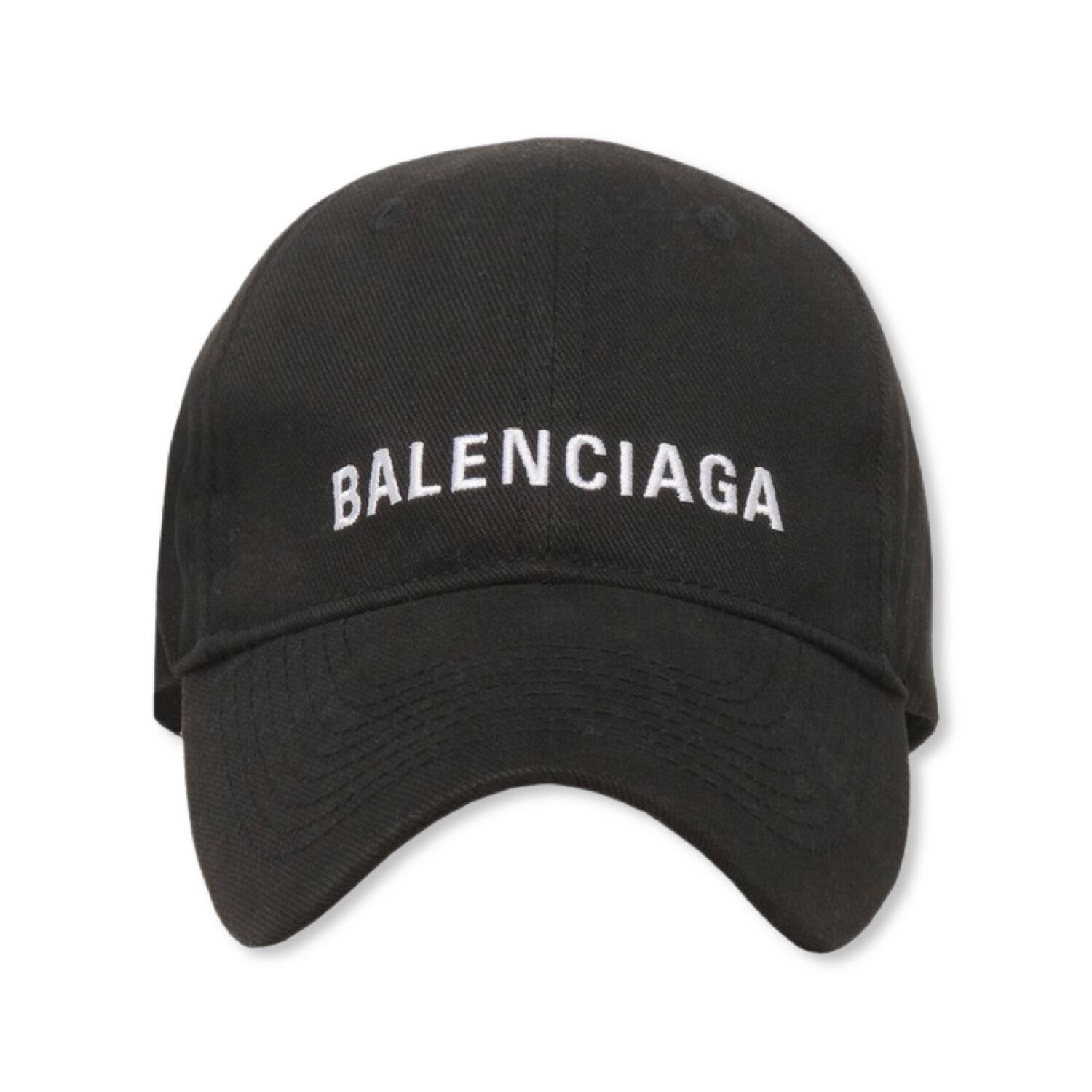 BALENCIAGA LOGO EMBROIDERED BASEBALL CAP Black/White