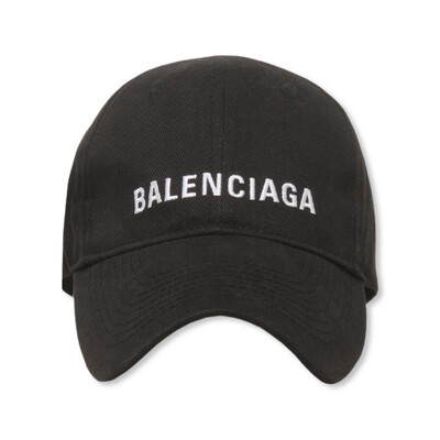 BALENCIAGA LOGO EMBROIDERED BASEBALL CAP Black/White
