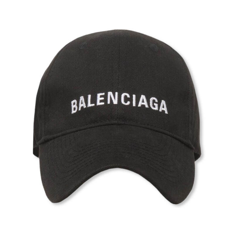 BALENCIAGA LOGO EMBROIDERED BASEBALL CAP Black/White