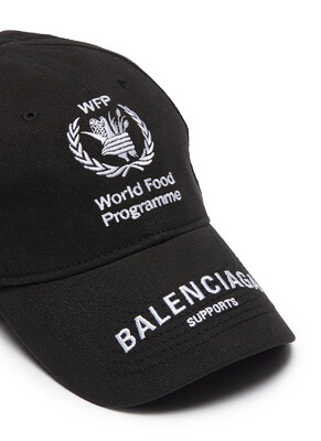Balenciaga Black WFP Embroidered Cotton Cap