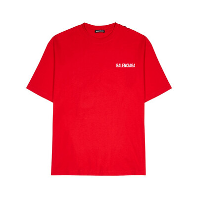 Balenciaga T-Shirts Logo Medium Fit T-Shirt Red/White