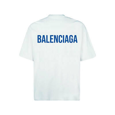 Balenciaga T-Shirts Logo Medium Fit T-Shirt White/Blue