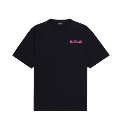 Balenciaga T-Shirts Logo Medium Fit T-Shirt Black/Pink