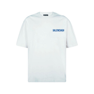 Balenciaga T-Shirts Logo Medium Fit T-Shirt White/Blue