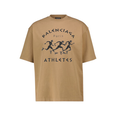 BALENCIAGA MARATHON XL PRINT TEE BEIGE &amp; BLACK