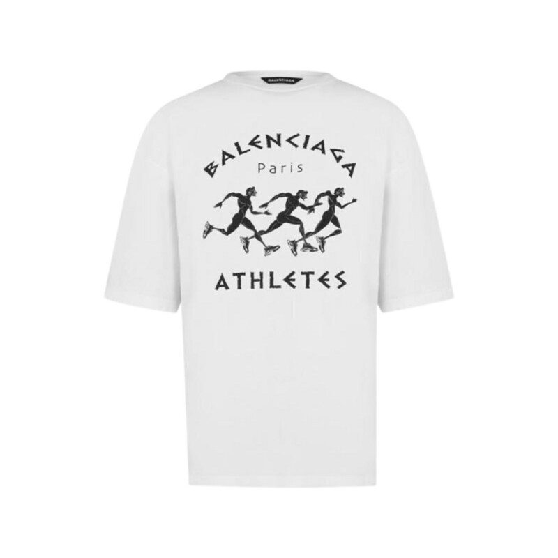 BALENCIAGA MARATHON XL PRINT TEE WHITE & BLACK BALENCIAGA MARATHON XL PRINT TEE WHITE & BLACK