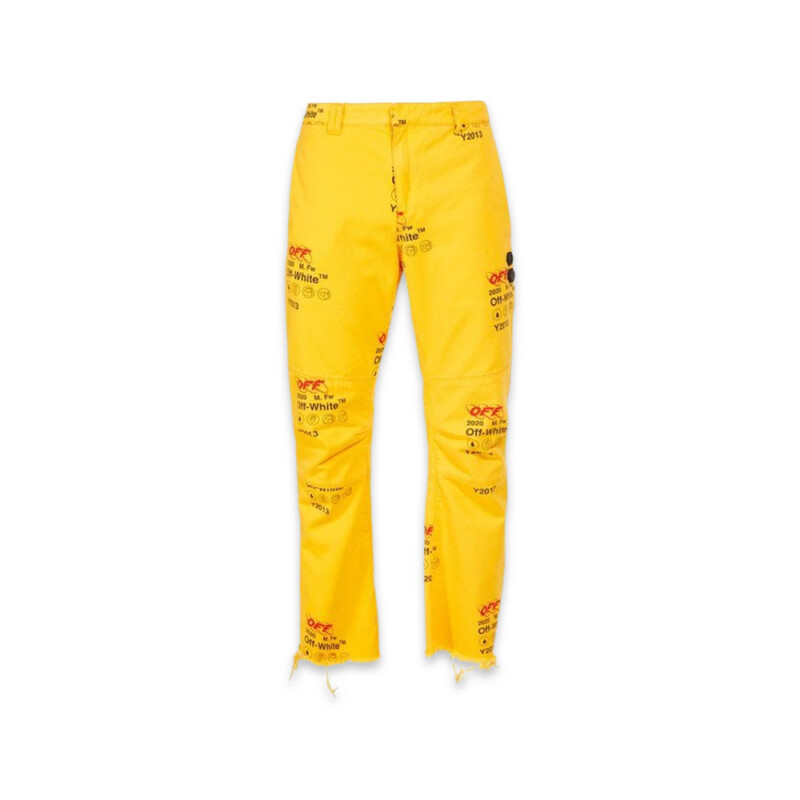 OFF-WHITE Logo-print Cotton-twill Chino Trousers In Yellow OFF-WHITE Logo-print Cotton-twill Chino Trousers In Yellow