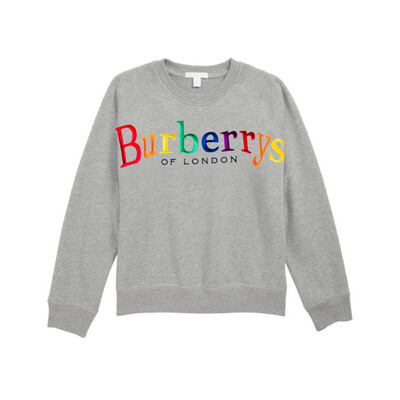 BURBERRY RAINBOW LOGO FRENCH TERRY SWEATSHIRT IN GREY