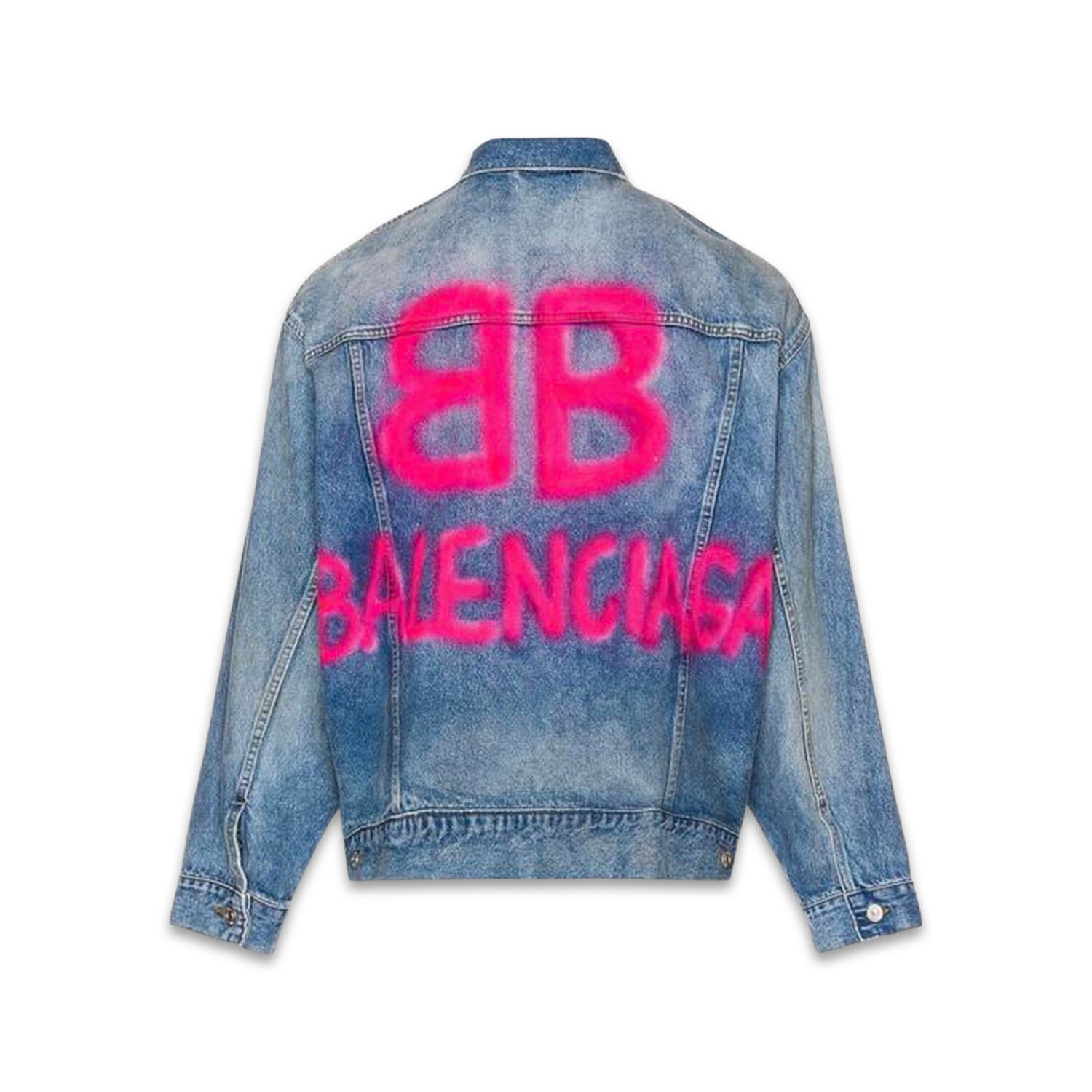 Balenciaga - Spray Paint Logo BB Denim Jacket - BLUE