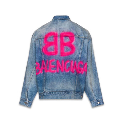 Balenciaga - Spray Paint Logo BB Denim Jacket - BLUE