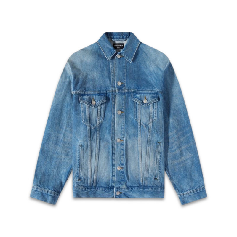 Balenciaga - Spray Paint Logo BB Denim Jacket - BLUE