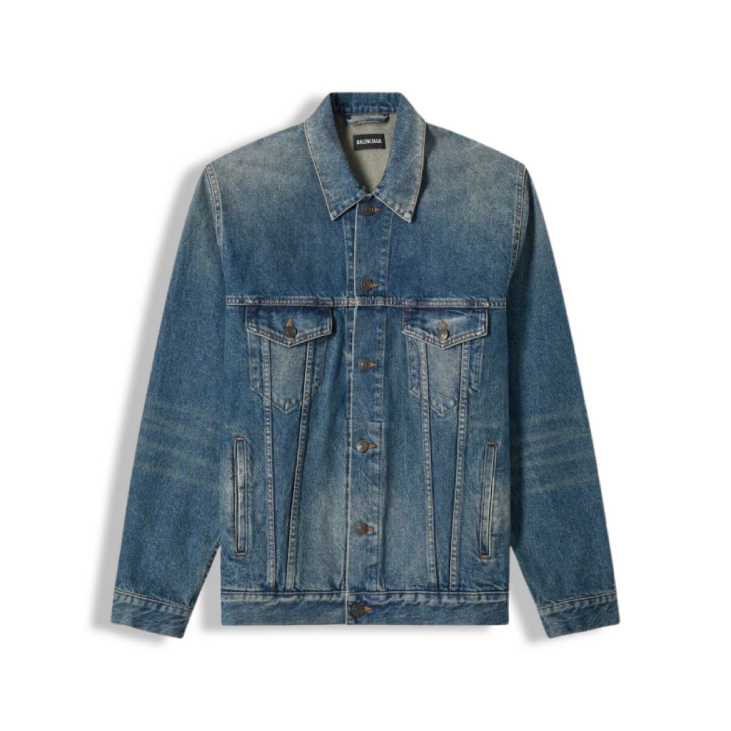 Balenciaga - Oversized Embroidered Denim Jacket - Blue