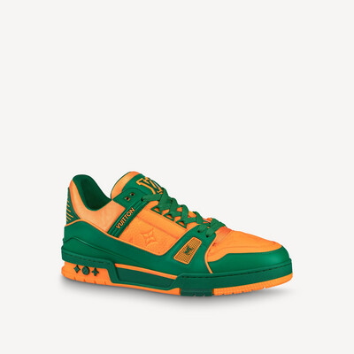 LOUIS VUITTON LV TRAINER SNEAKER DENIN in GREEN &amp; YELLOW 