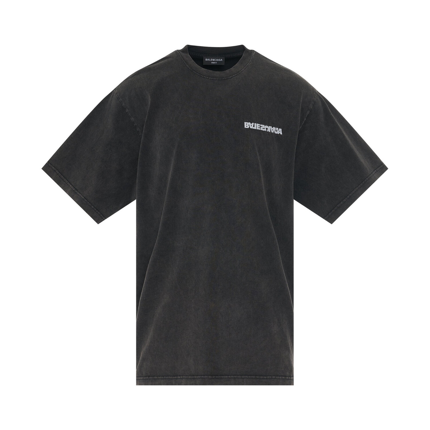 BALENCIAGA Embroidered Turn Logo Slit T-Shirt in Washed Black