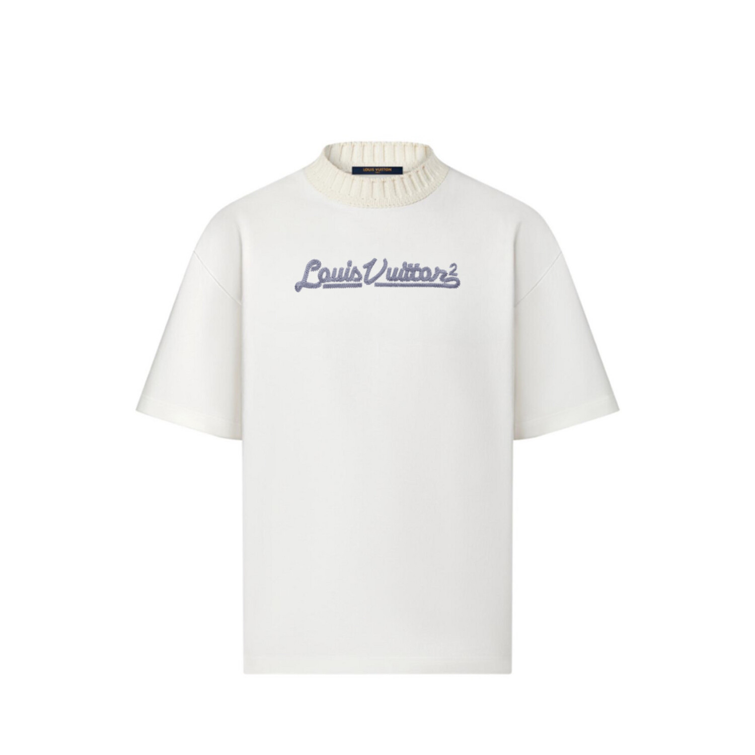 LOUIS Vuitton EMBROIDERED  MOCKNECK TEE White