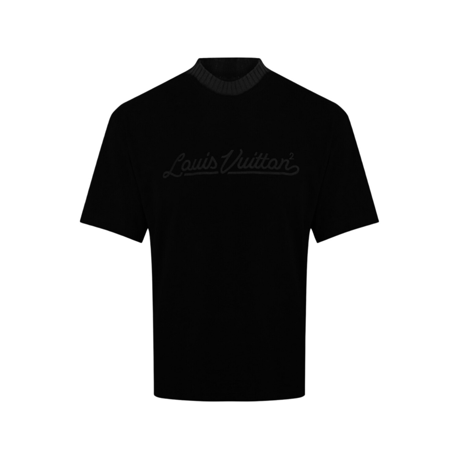 LOUIS Vuitton EMBROIDERED  MOCKNECK TEE BLACK