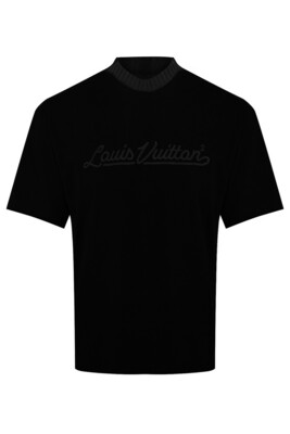 LOUIS Vuitton EMBROIDERED  MOCKNECK TEE BLACK