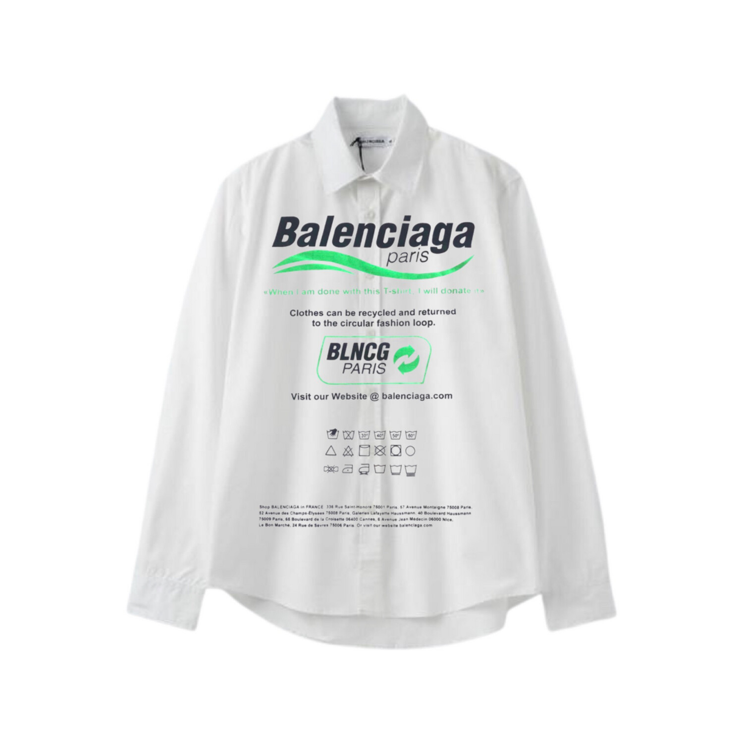 BALENCIAGA DRY CLEANING SHIRT LOGO 
DIRTY WHITE &amp; GREEN