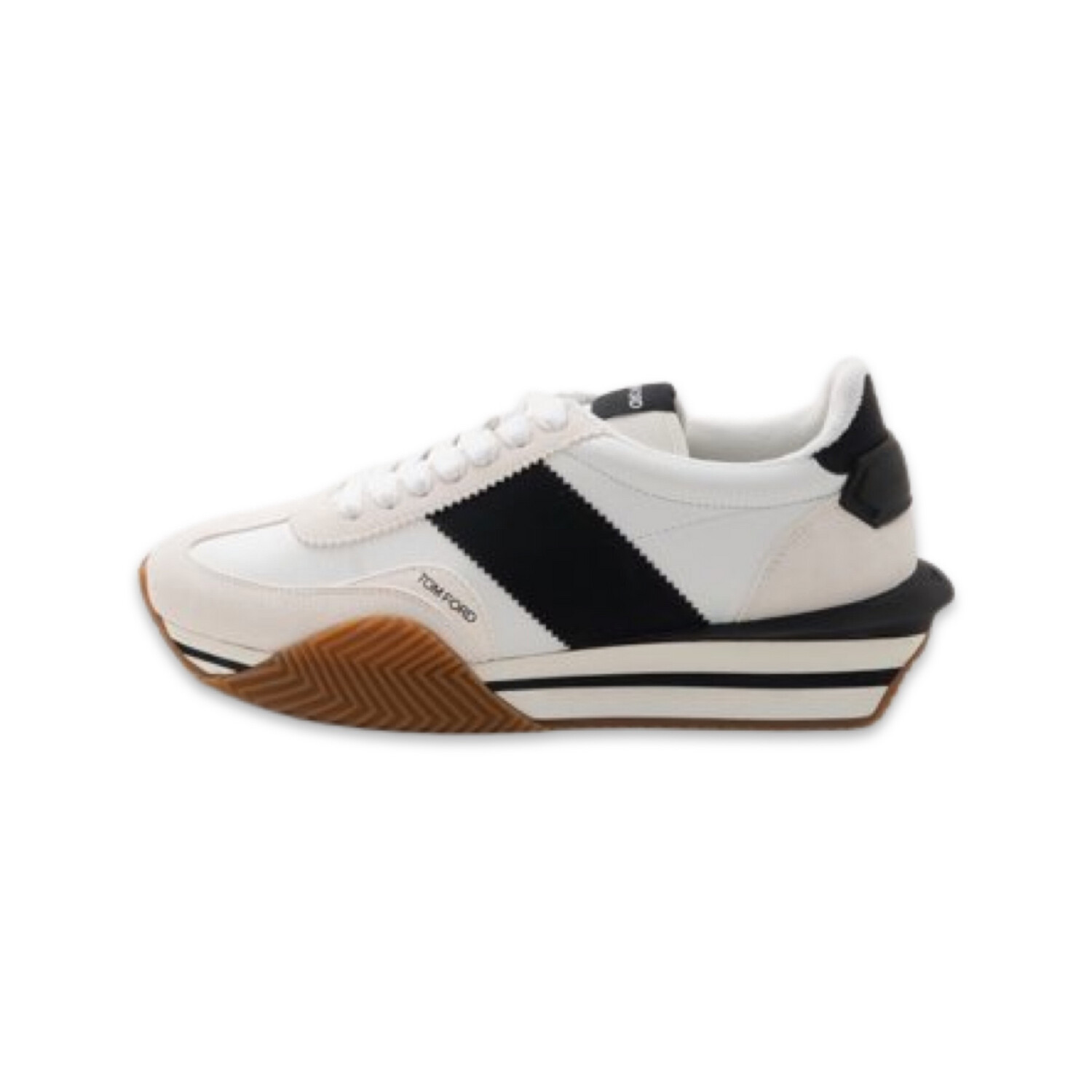 TOM FORD James Rubber-Trimmed Leather, Black &amp; White Sneakers Men