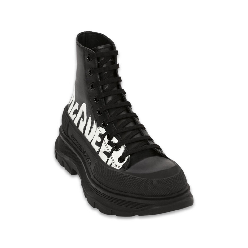 ALEXANDER McQUEEN Canvas Boot in Black Printed McQueen