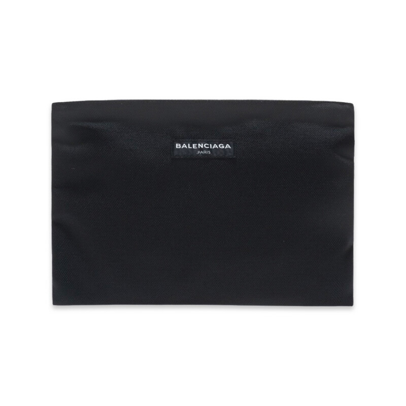 BALENCIAGA NYLON LOGO ZIP POUCH BAG BLACK & WHITE BALENCIAGA NYLON LOGO ZIP POUCH BAG BLACK & WHITE