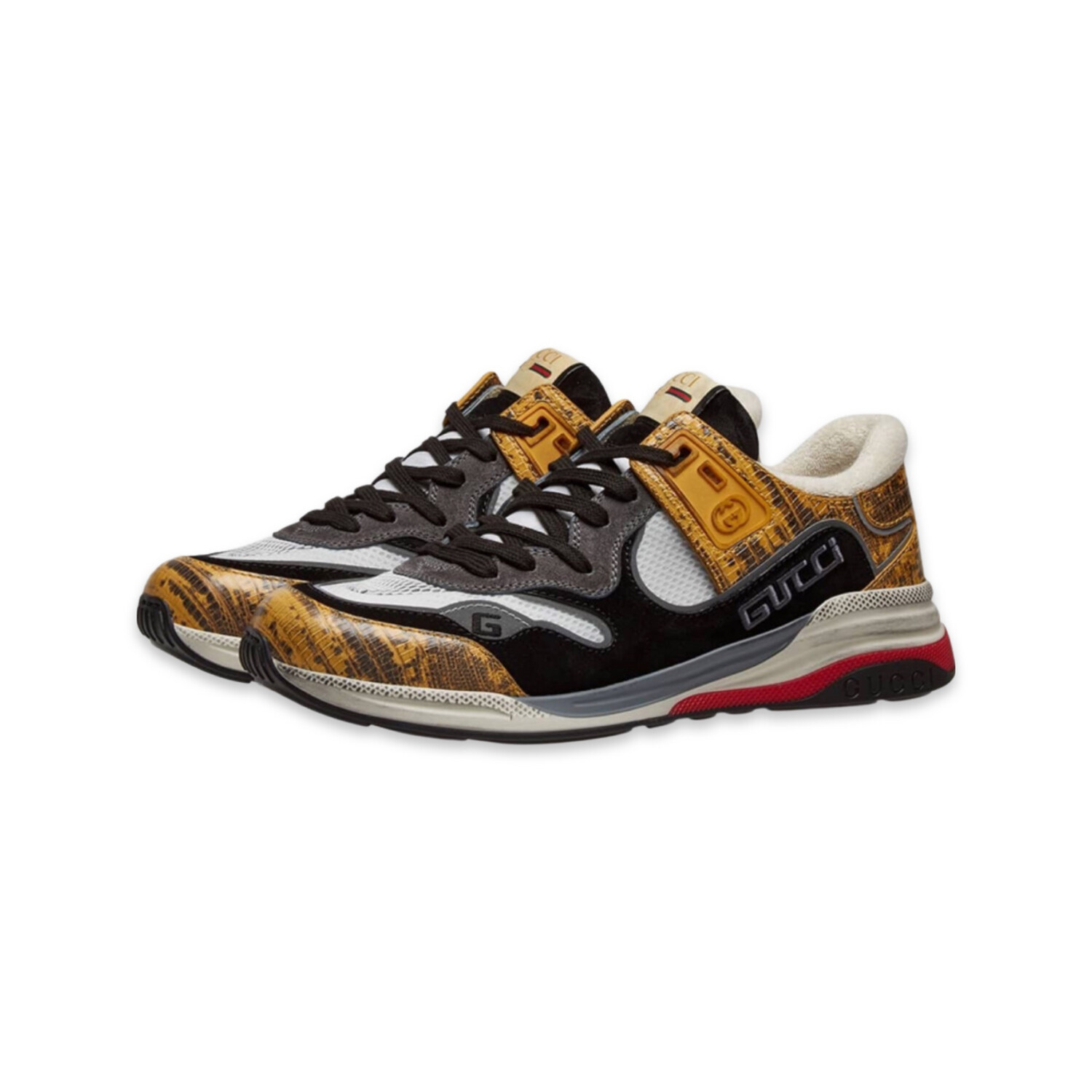 GUCCI Low-Top Sneakers 1LH10 suede Logo print black-combo